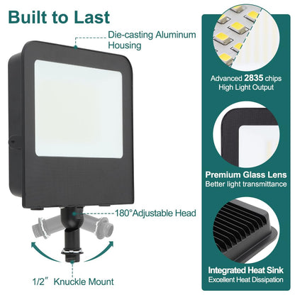kadision 150W LED Flood Light, 18000lm 5000K Daylight 120-277V IP65 Waterproof Outdoor Flood Lights for Street Yard Parking Lot Security Lighting, Adjustable Knuckle Mount, 4-Pack