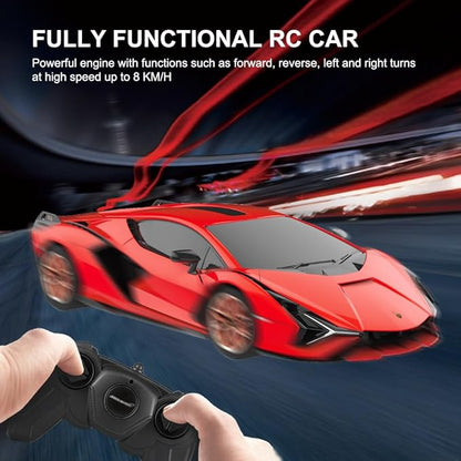 1:24 Scale Remote Control Car for Lamborghini Sian FKP 37 2.4GHz Model RC Cars Electric Sport Racing Hobby Vehicle Gift for Adults Kids Boys Girls - Red