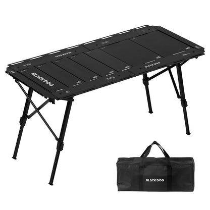 BLACKDOG Modular IGT Camping Table with Center-Folding Design, 4.5 Unit Aluminum Outdoor Kitchen Table, Adjustable Height 16"-24", Portable Folding Camp Table with Side Rails & 7 Expandable Plates