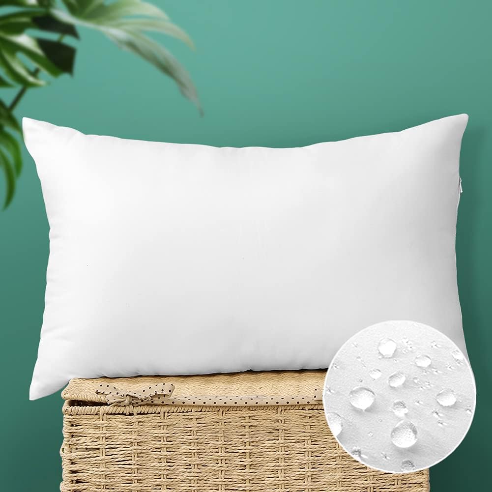 OTOSTAR Outdoor Throw Pillow Inserts - Water Resistant Cushion Pads for Patio | 12x20 Inch - White