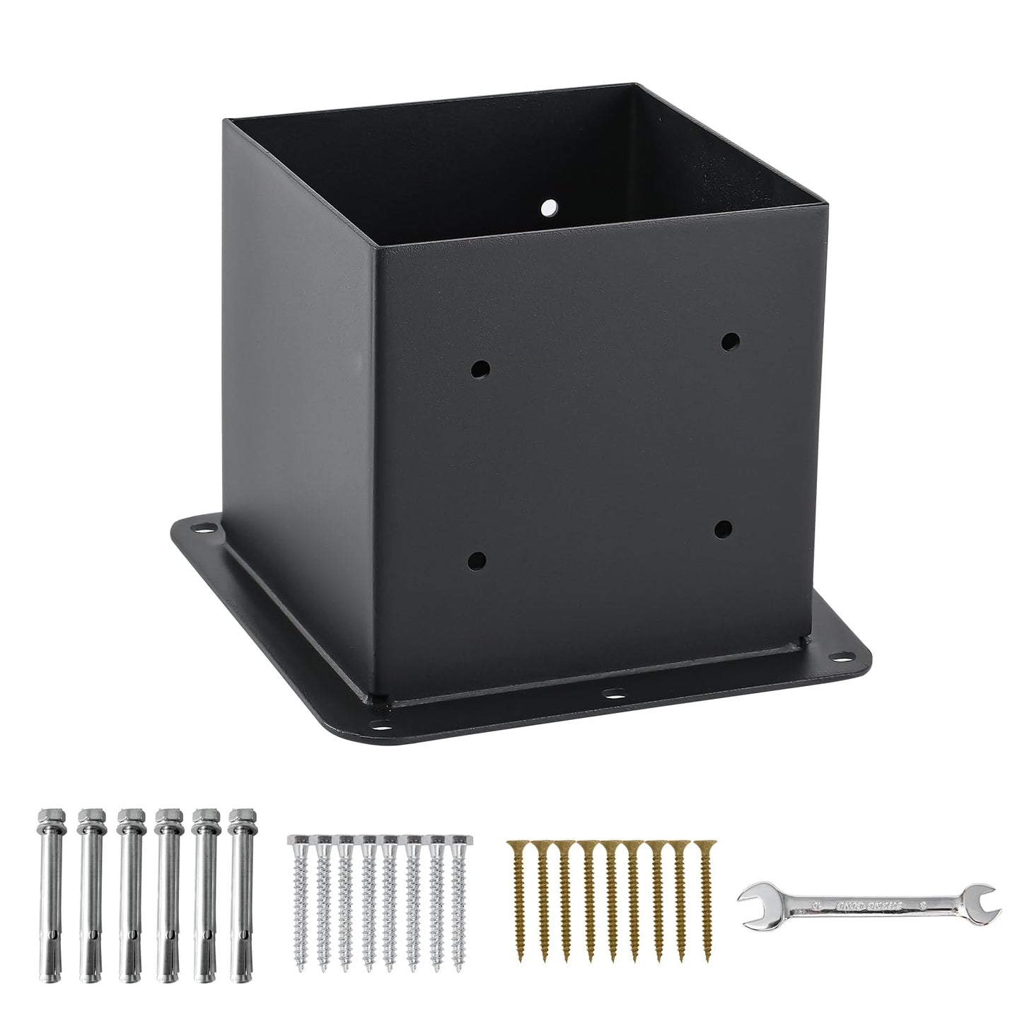 AXWHYS 6x6 Post Base 8 Pcs, (Inner Size 5.6x5.6) Post Anchors, 13GA Thick Solid Steel & Black Powder Coated,Deck Post Brackets Support Deck Base Plate Pergola Brackets Fence Kit
