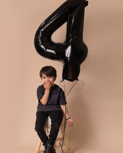 4 Balloon, Black Number Balloon 40 Inch, 4th Gold and Black Party Decorations, Four Large Numbers for Party Decor, Number 4 Balloon