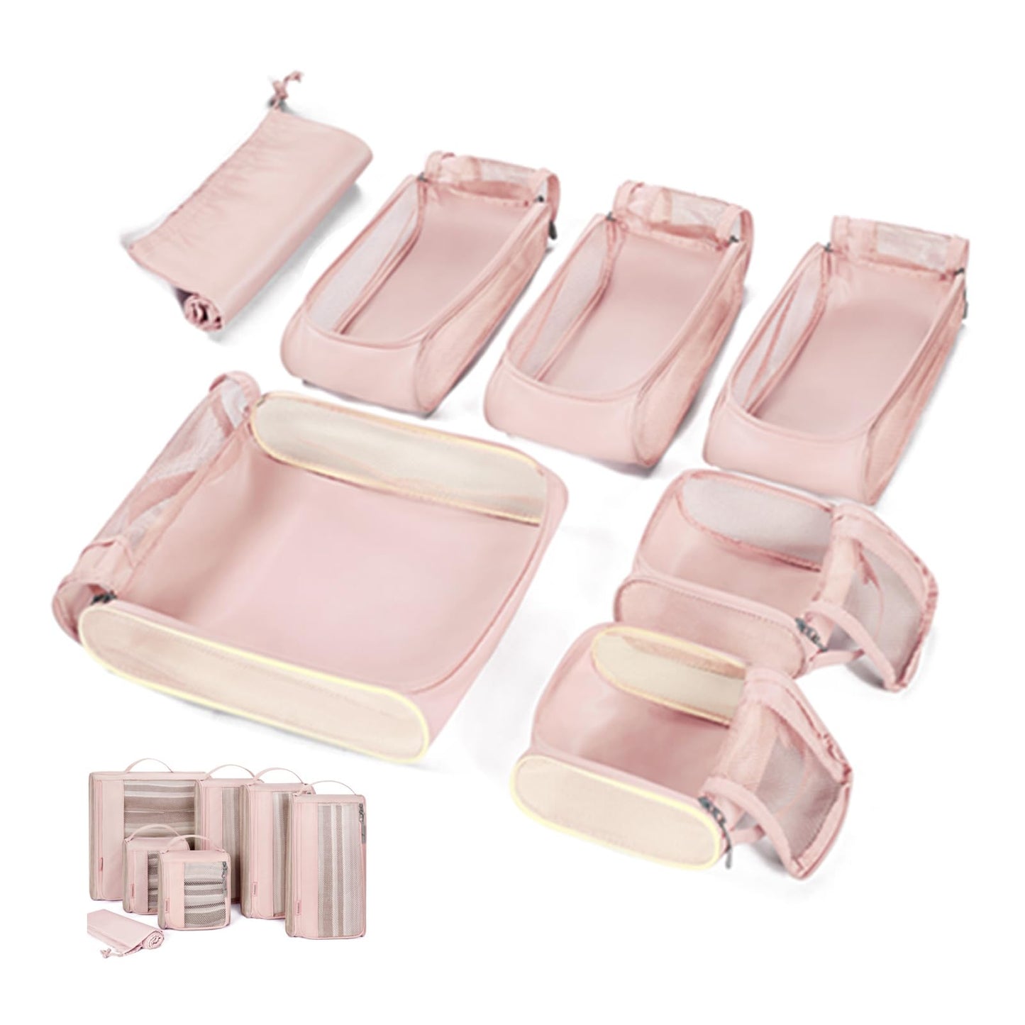Packing Cubes for Suitcases, BAGSMART 7 Set Travel Essentials, Lightweight Luggage Suitcase Organizer Bags with Shoe Bag, Keep Shape