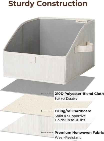 StorageWorks Trapezoid Closet Baskets - 3-Pack Beige, White & Ivory Organizers for Clothes Storage