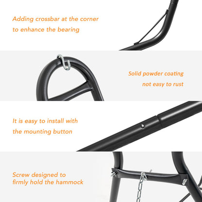 HARBOURSIDE HAMMOCKS Hammock Stand Only, Heavy Duty Steel Hammock Frame, 550 LBS Capacity, Fits Hammocks 9 to 14 Ft., Portable Hammock Rack for Indoor Outdoor Use