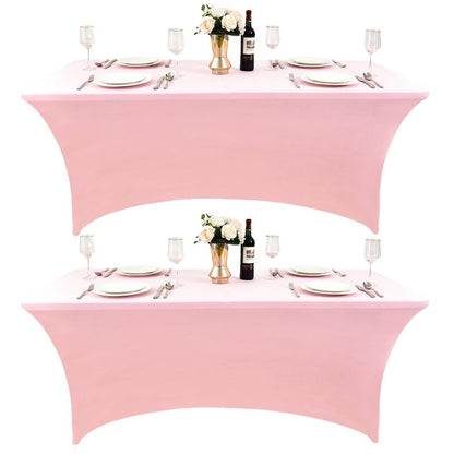 ZarzaaSik 6-Pack 8ft Spandex Table Covers for Rectangle Folding Tables - Washable Elastic Tablecloth - Ultimate Fitted Table Protector for Birthday Parties, Trade Shows, Banquet