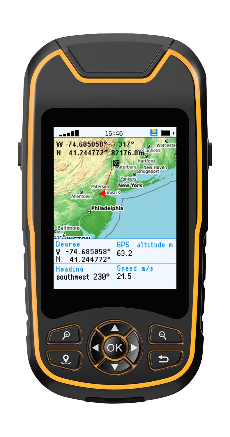 Handheld GPS for Hiking, Rugged and Waterproof Handheld GPS Navigator, 3.2" Sunlight Readable Screen, Compact Satellite Handheld GPS with USA Topo Map, Multi-GNSS Support, Extra Battery Life