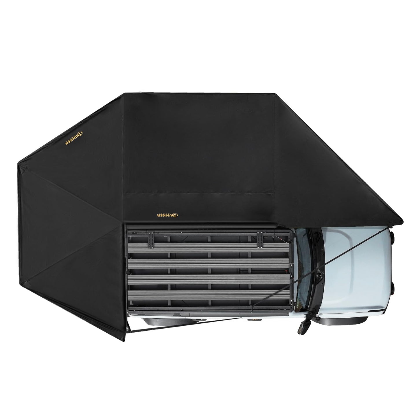BUNKER INDUST 270 Degree Awning Free Standing, Vehicle Overland Awning Built-in LED Light - Three Colors, Car Driver Side, Waterproof Wind Resistant for SUV Van Truck Camper