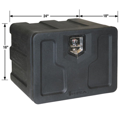Buyers Products 1717100 Poly Truck Box, 18x 18x 24 Inches, Black - Surface & Underbody Mounted Truck Tool Box with Lockable T-Latch, Lightweight & Weatherproof, Great for ATVs & UTVs, Made in the USA