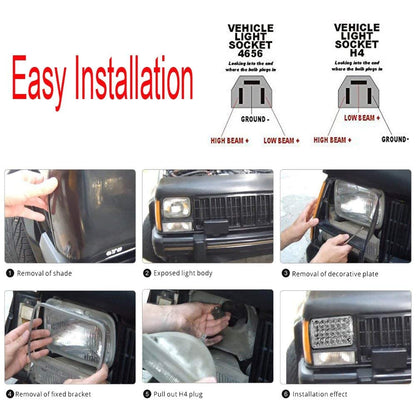 AMUNIESUN 4PCS 4X6 Inch LED Headlights Compatible With Chevrolet Chevy C4500 C5500 Kodiak,Rectangular Sealed Beam DRL Turn Signal Light Replace H4651 H4652 H4656 H4666 H6545 H4668 H4642 Light