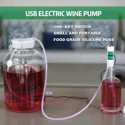 Portable USB Electric 5V Auto Siphon Self-Priming Pump for Home Brewing Wine/Beer/Kombucha, Water Transfer Pump with 6.5FT Food Grade Hose,2L/min,Low Noise