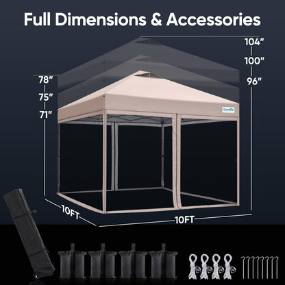 Quictent 10'x10' Pop up Screened Canopy Tent with Mosquito Netting, Portable Easy up Outdoor Screen House Shelter for Patio, Camping and Picnic, Includes Wheeled Carry Bag