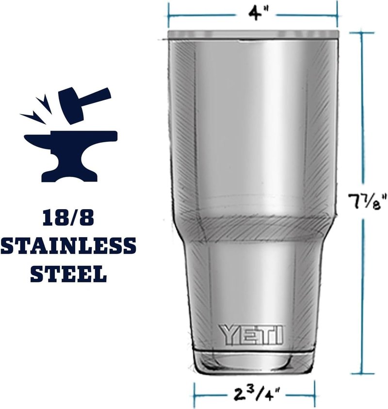 YETI Rambler 30 oz Tumbler, Stainless Steel, Vacuum Insulated with MagSlider Lid, Nordic Blue