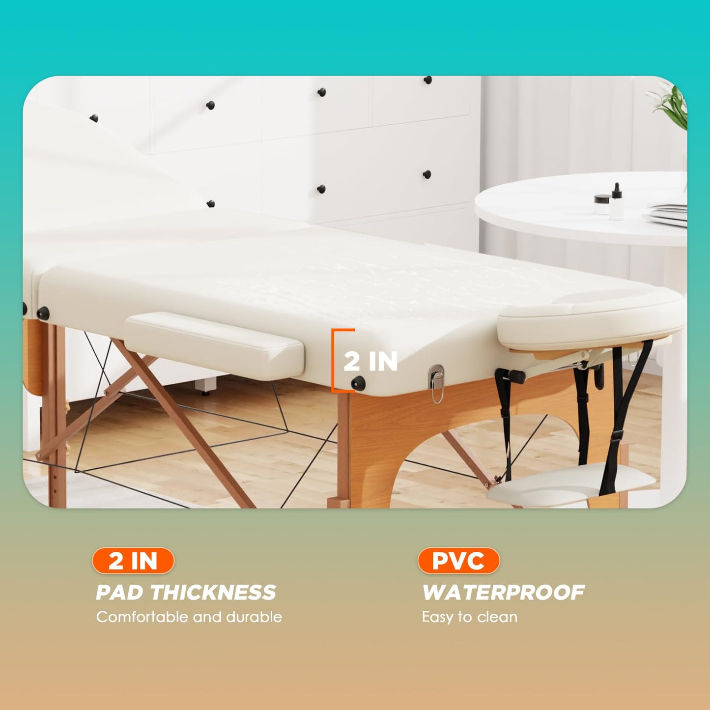 BestMassage Massage Bed Portable Massage Table 77" L 28" W Lash Bed Height Adjustable 3 Folding PU Leather with Oxford Bag for Spa Footmassage Facial CareSpa Tattoo