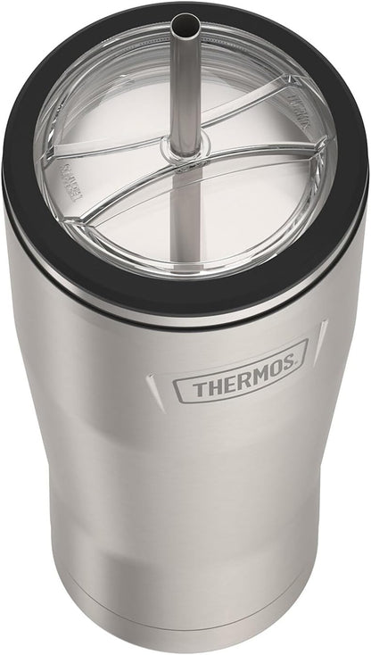 THERMOS Icon Series Stainless Steel Cold Tumbler - 24 Ounce, Vacuum Insulated with Lid & Straw