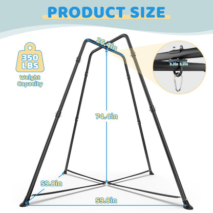 Swing Stand Frame with Sensory Pod Swings and Chair, Sensory Swing Set, X-Shaped Swing Frame, Heavy-Duty Metal Hammock Chair Stand for Adults Indoor and Outdoor 330LBS(Blue)