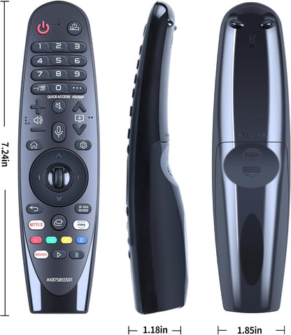 Magic Replacement for LG TV Remote with Voice and Pointer Function，AKB75855501 and MR20GA for LG Smart TV Remote（OLED/NANOCELL/ 4K UHD Models with Netflix and Prime Video Hot Keys,Google/Alexa