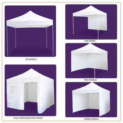iMPACT Canopy USA 10' x 10' Canopy Kit, Includes 4 Sidewalls One with Door and Window, 4 Weight Bags, Spike & Rope, Roller Bag, White