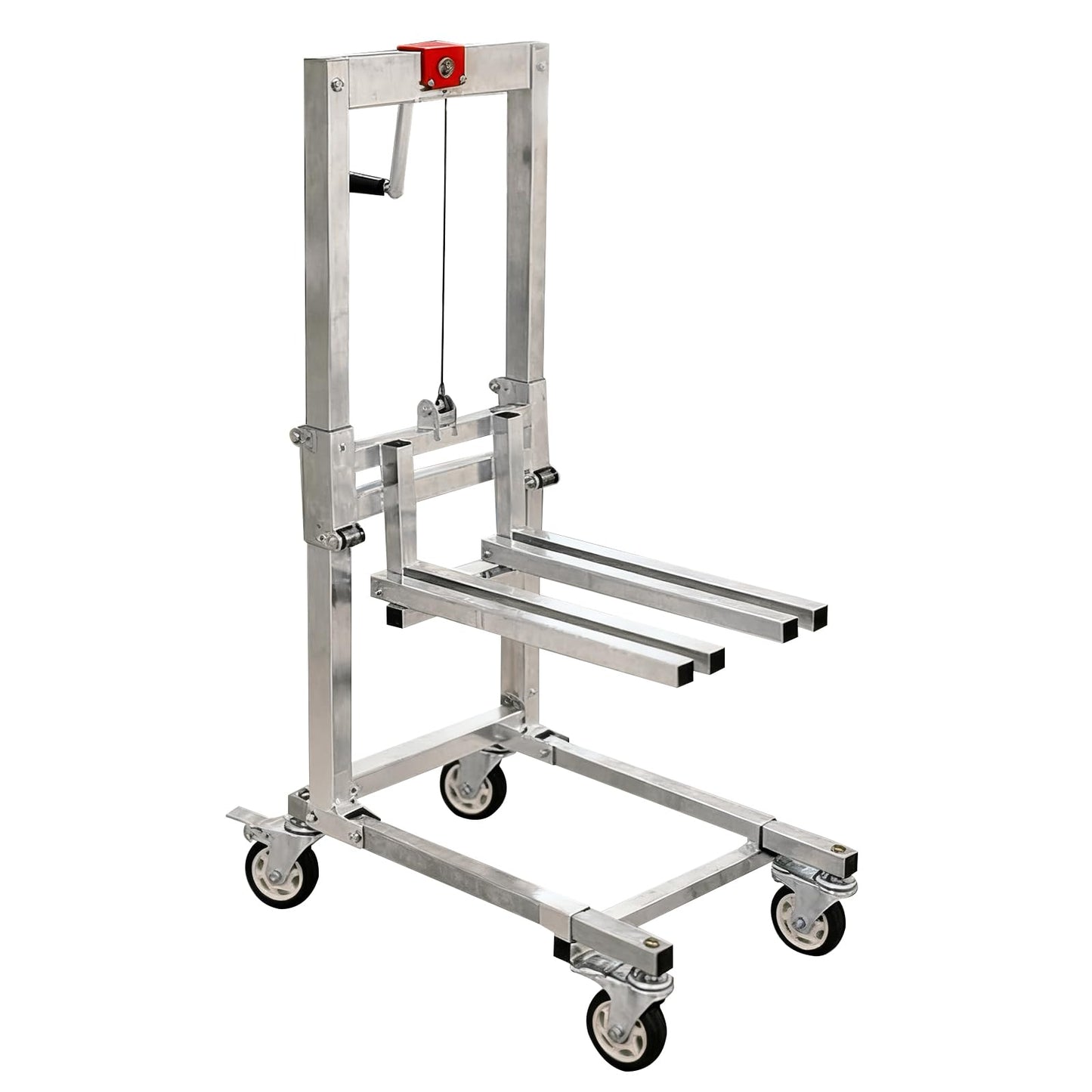 Manual Lift Trolley,60KG high Load Capacity,Foldable Cargo Crane,Lightweight Portable Winch Stacker (A)