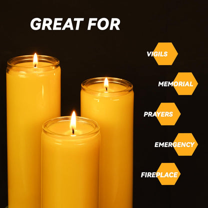 7-Day Pure Beeswax Yartzeit Candle - Unscented Devotional Prayer Candle in Glass Container for Vigils, Prayers, Blessings, Memorial, Yom Kippur & Religious Ceremonies