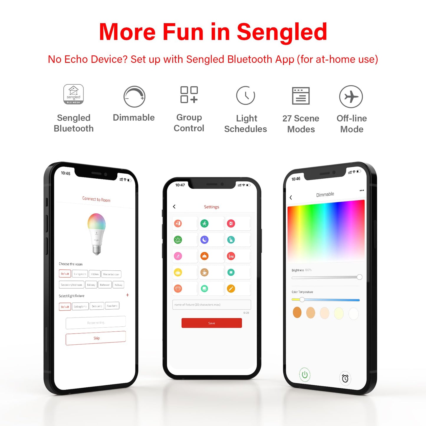 Sengled Smart Light Bulbs, Color Changing Alexa/Bluetooth Mesh, Dimmable LED Bulb A19 E26 Multicolor, High CRI, High Brightness, 8.7W 800LM, 1Pack