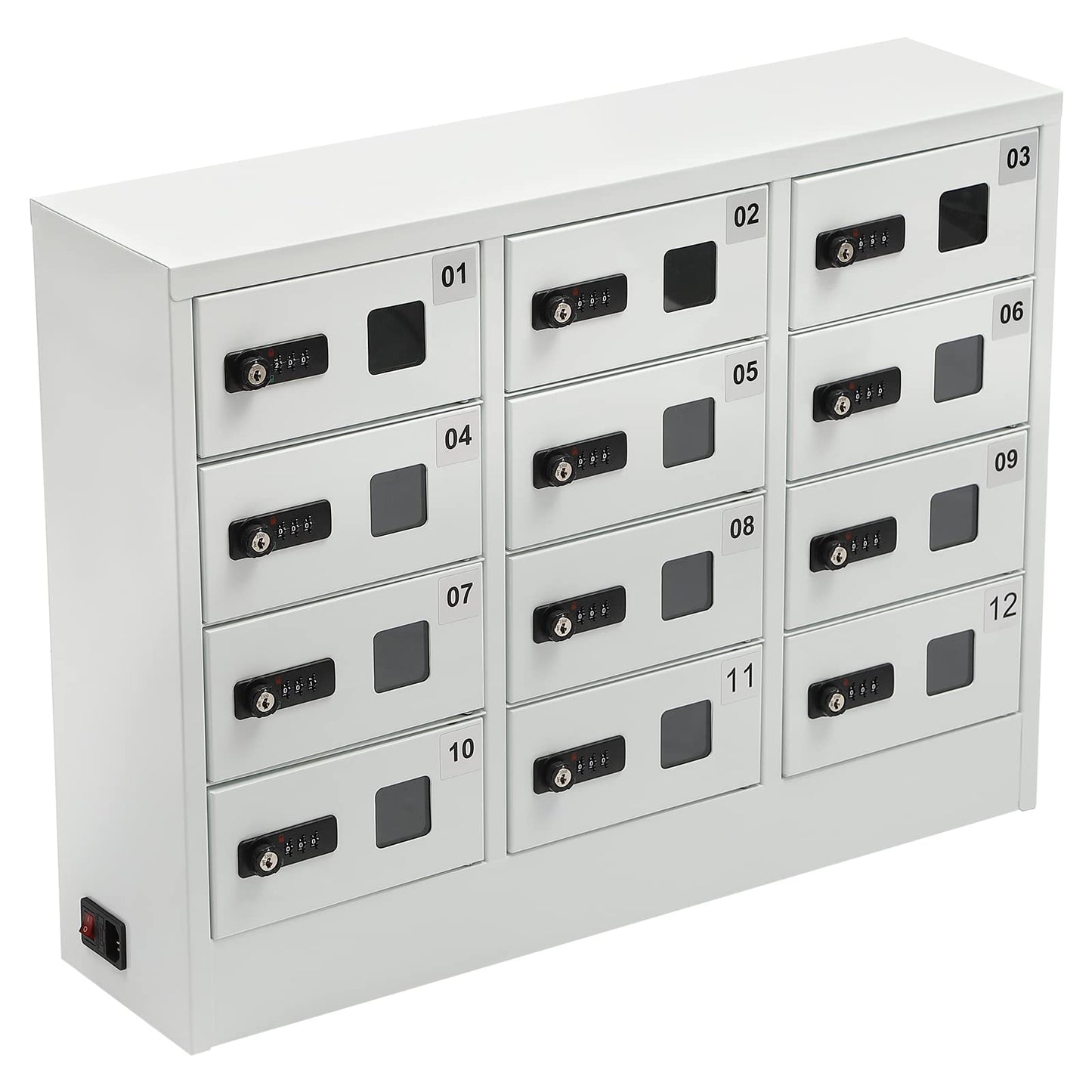 12-Slot Cell Phone Charging Cabinet with 3 in 1 Cable, QC3.0 Fast Charging & Combination Lock -Must-Have for Office & Classroom