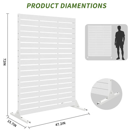 FROASISPRO HDPE Outdoor Privacy Screen 72" H x 47.2" W Freestanding Room Divider with Metal Base, Weatherproof Waterproof Sunscreen Rustproof Partition Screen for Patio Backyard Pool Balcony, White