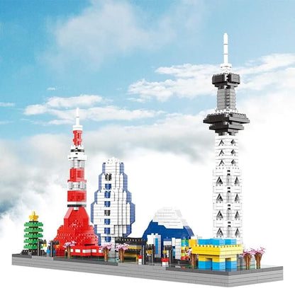 Japanese Architecture Tokyo Skyline Micro Building Blocks for Adults and Kids Ages of 14+ – Challenging Construction Set 1880 Pieces Perfect Home and Office Decoration