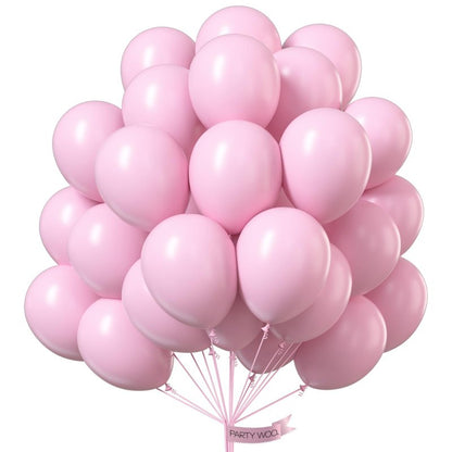 PartyWoo Baby Pink Balloons 101pcs 12 Inch Pastel Pale Light Pink Latex Helium Balloons for Baby Shower Gender Reveal Easter Bachelorette Wedding Bridal Shower Birthday Party Decorations Pink-Q05