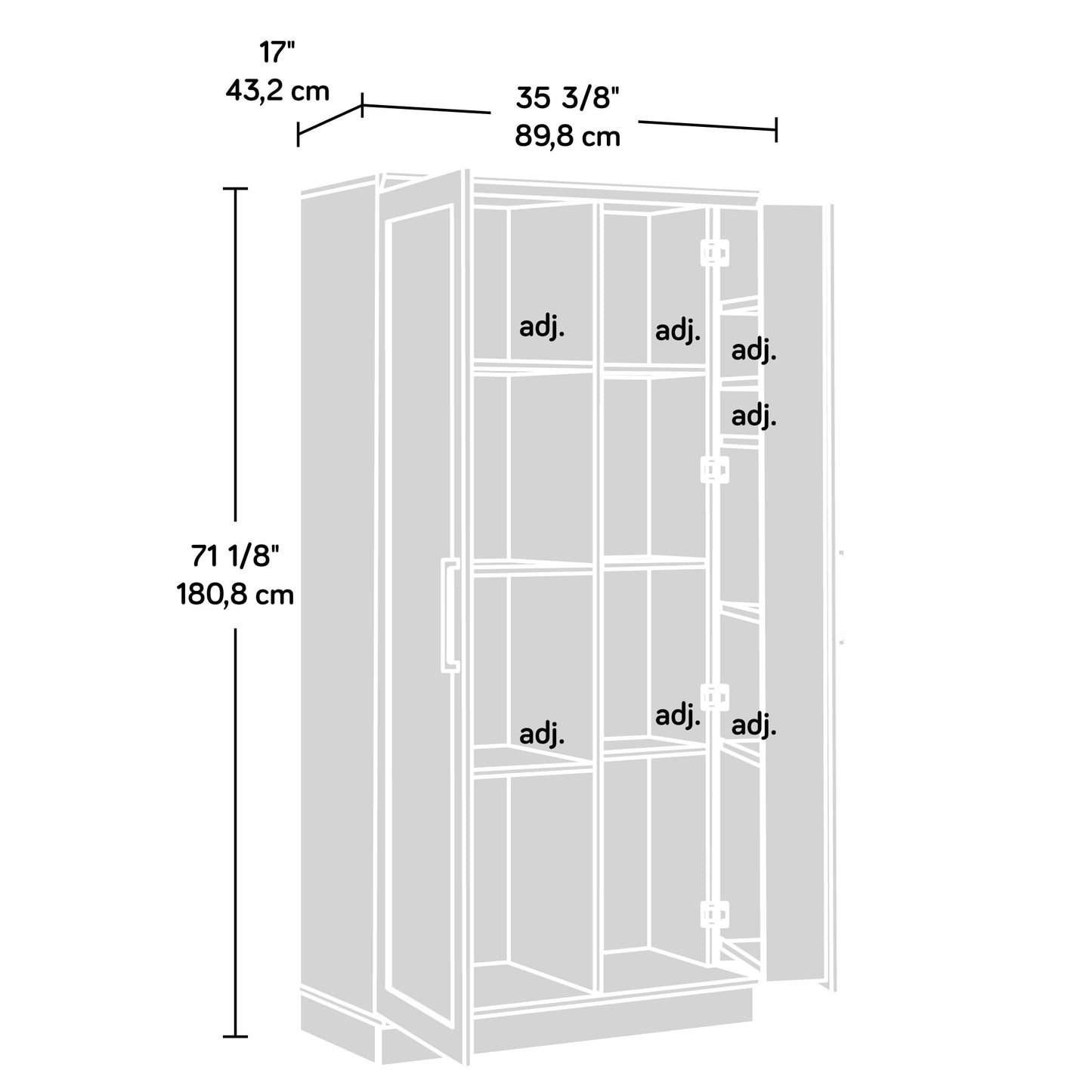 Sauder HomePlus Kitchen Storage Pantry Cabinet with Swing Door Storage and Adjustable Shelves, in Soft White finish