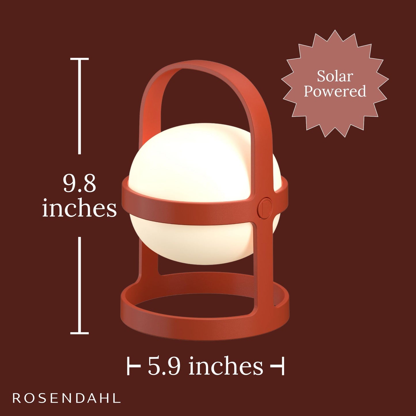 Rosendahl Soft Spot Solar Circular Lantern - 9.8 in., Elegant & Durable Solar-Powered Lantern with Rechargeable USB, Ideal for Indoor and Outdoor Use, Cozy Home Lighting and Decor (Terracotta)