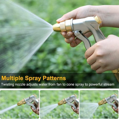 FANHAO Heavy Duty Metal Garden Hose Nozzle - Adjustable Brass Tip Spray for Plants, Cars & Pets