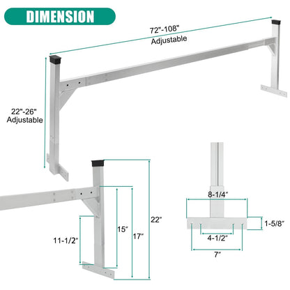 OUTPRIZE Aluminum Trailer Ladder Rack, 6FT to 9FT Adjustable Trailer Roof Ladder Rack for Universal Enclosed and Open Trailers, 400 lbs Capacity, Silver