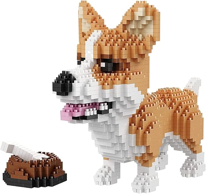 Mini Dog Building Blocks Pet Building Toy Bricks Micro Mini Blocks 3D Puzzle Building Blocks Set Toys Gifts for Kids or Adult (Corgi Dog Food 1380PCS)