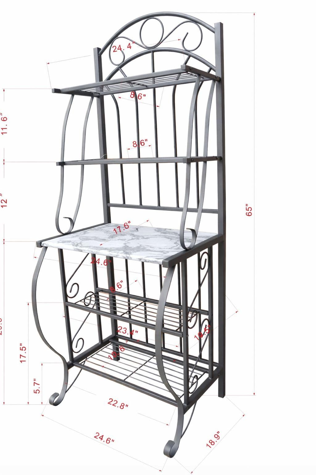 Boraam Valencia Baker's Rack with Faux Marble Shelf