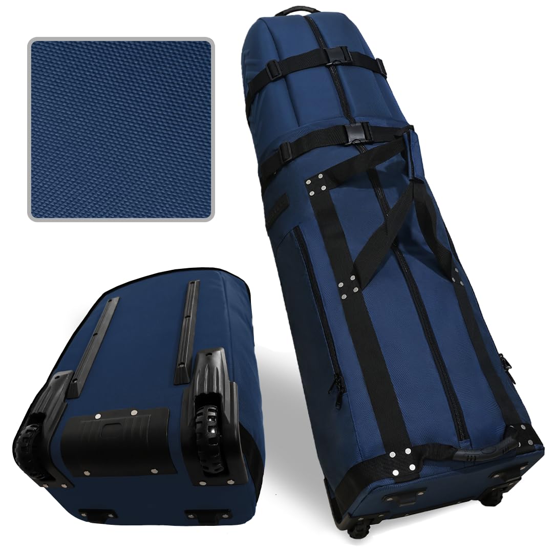 CaddyDaddy First Class Military Grade Ballistic Nylon Travel Cover with EVA Dense Foam Top Padding 2 Year Full Replacement Coverage Self Standing Base XL Wheels Case for Transporting Clubs on Airlines