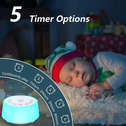 Skiennix Color Noise Sound Machine - 10 Colors, 25 Soothing Sounds, Adjustable Brightness & Volume Levels for All Ages