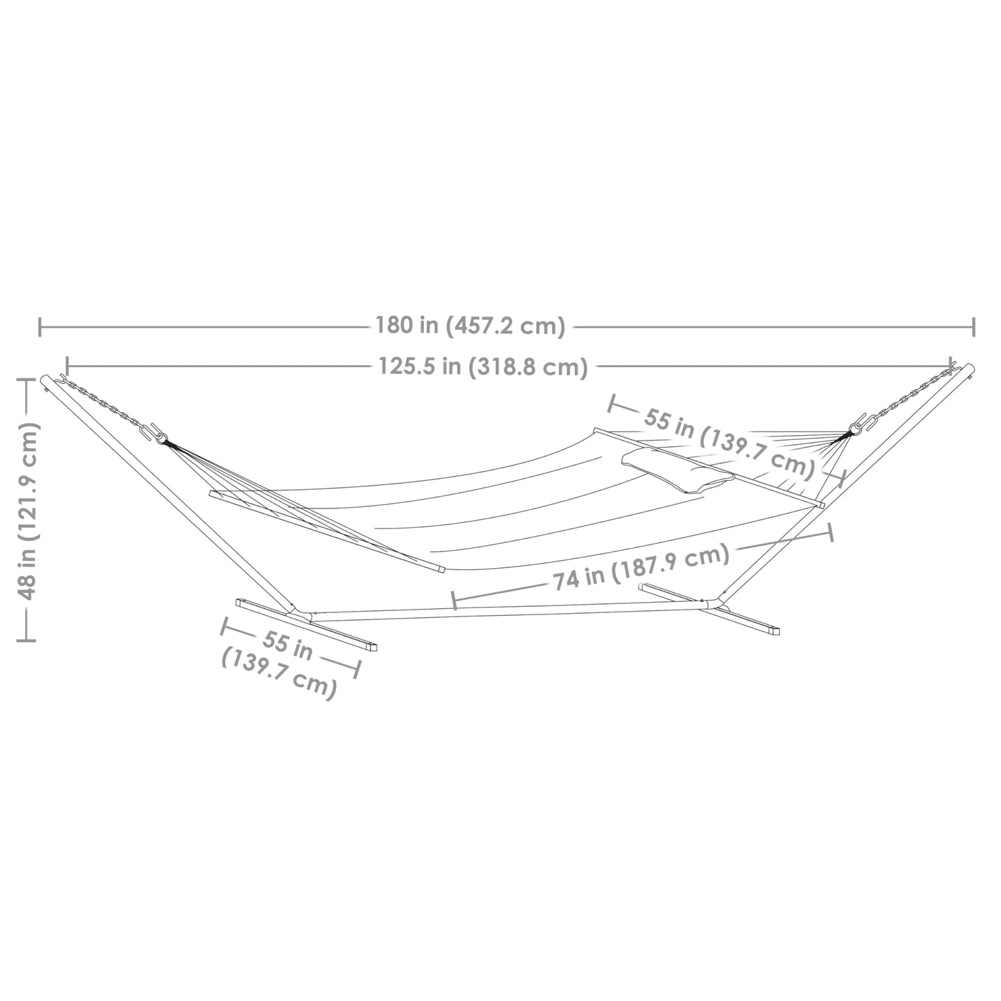 Sunnydaze Quilted Double Hammock with Stand for Outside - 400-Pound Capacity 2-Person Hammock with Stand - 15-Foot Stand - Blue and Green