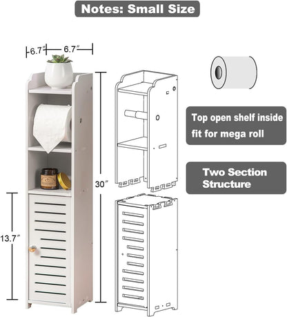 AOJEZOR Toilet Paper Holder Stand - No Drill PVC Design for Small Bathroom Storage | Ideal for Apartments