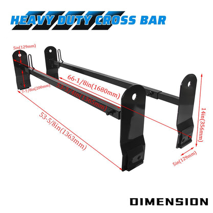 ECOTRIC Cross Bar 53"-66" Compatible with 1999-2022 Chevy Express 2500 3500/GMC Savana 2500 3500/Ford E-150 E-250 E-350 E-450 Ladder Rack Carrier