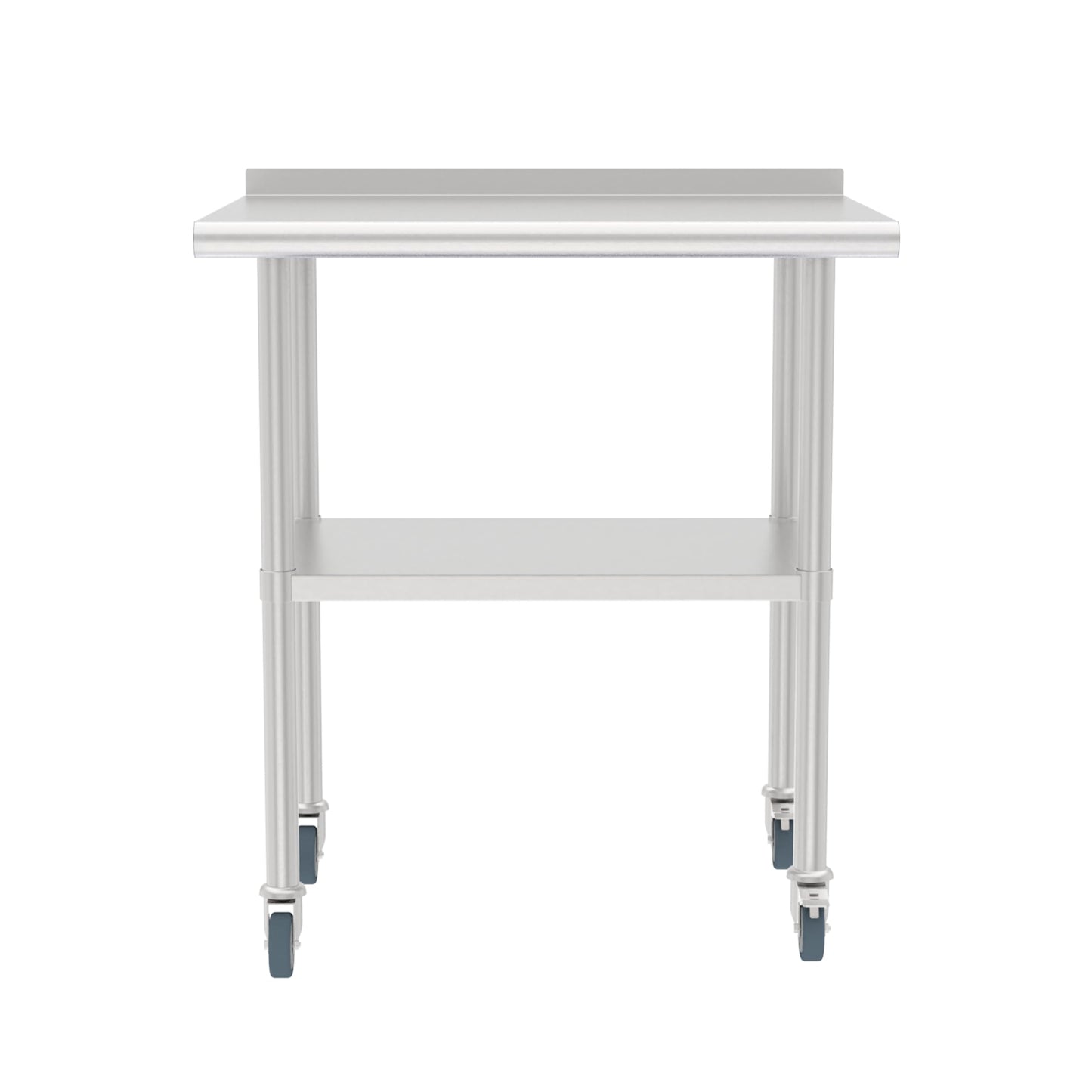 STEELBUS Stainless Steel Work Table with Back Panel,Undershelf and Casters,Commercial Prep Table for Kitchen, Restaurant,Garage,Workshop,NSF Certified,Durable,Scratch & Rust Resistant