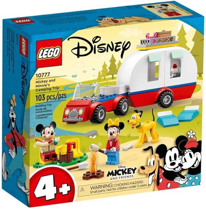 Lego Disney Mickey Mouse and Minnie Mouse's Camping Trip 10777 Building Toy with Camper Van Car &amp Pluto Figure for Kids 4 Plus Years Old