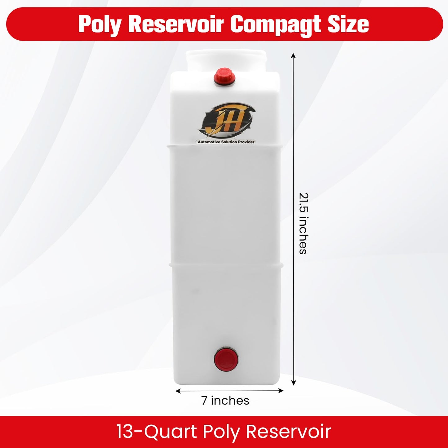 13 Quart Poly Power Unit Reservoir for Hydraulic Systems, Polyethylene Flat Bottom Utility Fluid Tank for Dump Trucks Trailers RVs Boats