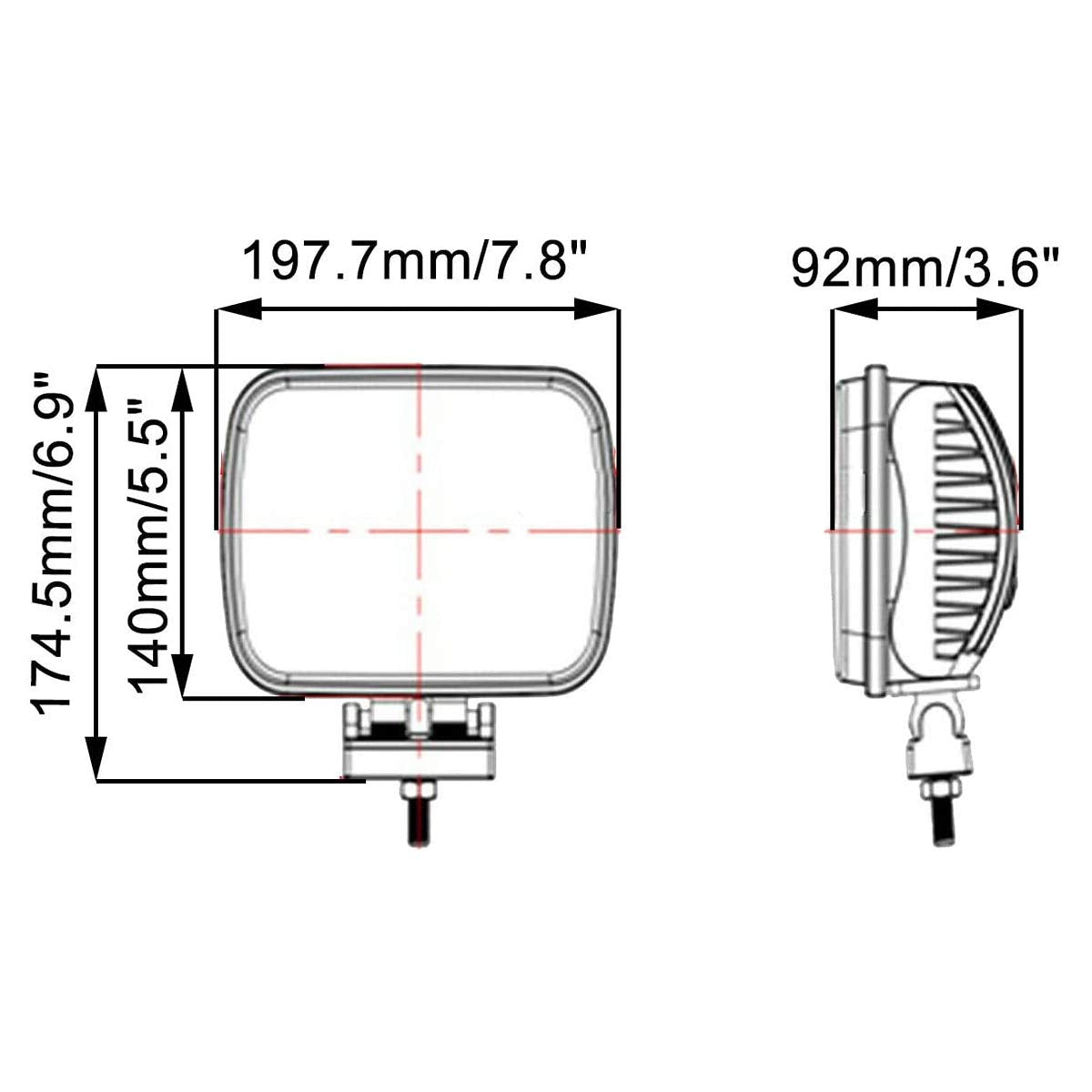 Lightronic 5x7 inch Rectangular Off-Road LED Headlight for Jeep & Truck, 6000K Cool-White, Flood & Spot Combo Beam, Plug & Use H4 Connector, IP68 Waterproof/Dustproof, 12V/24V DC, 2-Pack