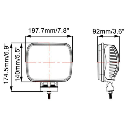 Lightronic 5x7 inch Rectangular Off-Road LED Headlight for Jeep & Truck, 6000K Cool-White, Flood & Spot Combo Beam, Plug & Use H4 Connector, IP68 Waterproof/Dustproof, 12V/24V DC, 2-Pack