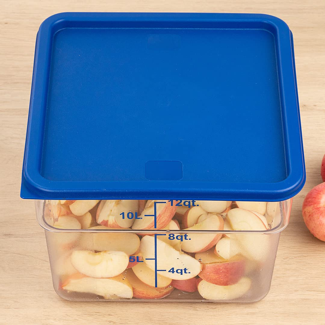 Restaurantware-LIDS ONLY: Met Lux Food Storage Container Lids, 10 Square Marinating Container Lids - Containers Sold Separately, With Date Indicator, Blue Plastic Lids, Dishwashable, Freezable