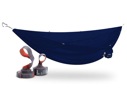 Kammok: Roo Double Hammock +Python 10' Bundle | Our Bestselling Hammock & Tree Friendly Straps | 100% Recycled Water Resistant Ripstop Fabric | Lifetime Adventure Grade Warranty, Midnight Blue