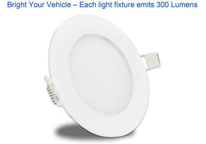 Facon 3 Inch LED RV Puck Light, Aluminum Slim Panel, 6 Pack, White, Model RVPD3AR01-WH32