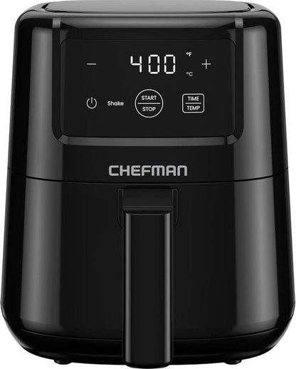 CHEFMAN 2 Qt Mini Air Fryer - Digital Compact Design with Nonstick Basket & Timer | Quick Meals in Black