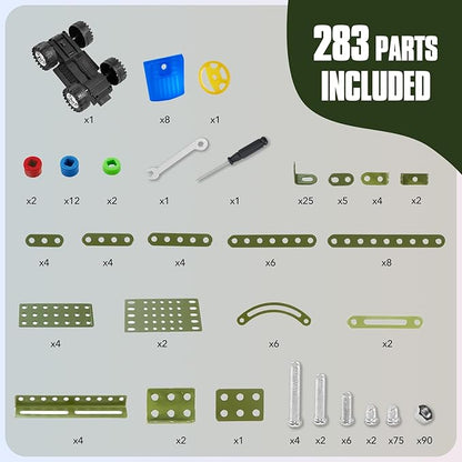 Stem Toys for Boys Age 8-12 - Off-Road Metal Model Car Kits 283pcs Stem Building Toys Kits Army Toy for 8-10STEM Projects for Kids 10-12 12-14 Engineering for Ages 14 and Up Adults